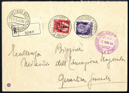 Cover 1944, Lettera Raccomandata Da Roma "Ministero Esteri" Il 2.3. Affrancata Con Sass. 479,494 - Other & Unclassified