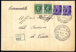 Cover 1945, Raccomandata Da Varese 18.1.1945 Per Cittá Affrancata Per 1,20 Lire Con Affrancatura Mista Coppia 50 Cent. M - Other & Unclassified