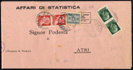 Cover 1944, Modulo Spedito Da Atri 7.11.1944 Per Pineto, Rispedito Da Pineto Con Striscia Di Quattro 25 Cent. PM Per Atr - Other & Unclassified
