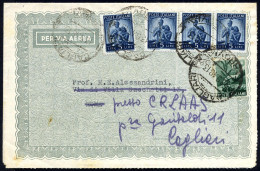 Cover 1948, "Busta Di Posta Aerea" Da Cagliari 23.9.1948 Per Roma, Riindirizzata Per Cagliari Affrancata Per 21 Lire Con - Other & Unclassified