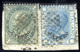 Piece 1874, Piccolo Frammento Di Lettera Affrancato Con 5 Cent. Verde Grigio, Angolo Inferiore Destro NON MODIFICATO, E  - Other & Unclassified