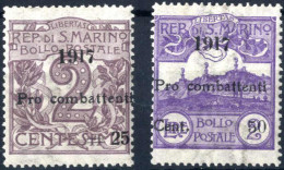 ** 1917, Pro Combattenti Soprastampati, 25c. Su 2c. Viol. Bruno + 50c. Su 2L. Violetto, Entrambi I Valori Nuovi Con Gomm - Other & Unclassified