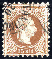 O 1876, 15 Soldi Type II Mit WZ Teil In BZ 9 1/2, Gestempelt, Befund Goller, ANK 5IIA / 250,- - Eastern Austria