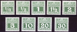 ** 1908, Kompletter Postfrischer Portosatz Mit 9 Werten Auf Kreidepapier In Hellgrün, Attest Goller, Mi. 6xa-14xa / ANK  - Eastern Austria