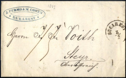 Cover "Bucarest" 1867, Brief Aus Bucarest (RS-f) Am 8.2. Nach Steyr - Eastern Austria