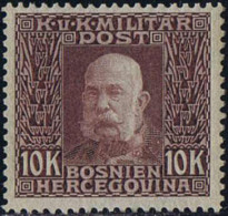 (*) 1912, 10 Kronen, "Farbprobe Bräunlichlila", Ohne Gummi Wie Verausgabt, Zähnung Gering Nachgestochen, Befund Goller,  - Other & Unclassified