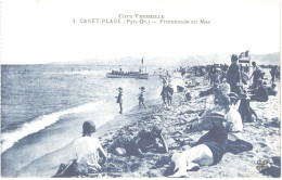 Delcampe - FR66 CANET PLAGE - MTIL 1 - Promenade En Mer - Animée Belle - Canet Plage