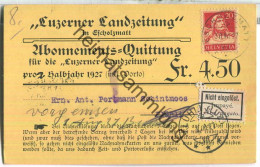 Luzerner Landzeitung In Escholzmatt - Abonnements-Quittung Für 2. Halbjahr 1927 - Nicht Eingelöst Flühli (Luz.) - Escholzmatt