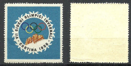 ITALY ITALIA  1956 Winter Olympic Games Cortina Vignette Reklamemarke MNH NB! Small Corner Fold! - Winter 1956: Cortina D'Ampezzo