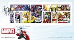 GROSSBRITANNIEN GRANDE BRETAGNE GB 2019 M/S MARVEL COMICS 5V. FDC SG MS4192 MI B121-4279-83 YT F4759-63 SN SH3815-19 - 2011-2020 Decimal Issues