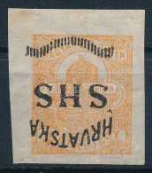 ** SHS 1918 Hírlapbélyeg Fordított Felülnyomással, Bodor Vizsgálójellel (gumihiba / Gum Disturbance) - Other & Unclassified