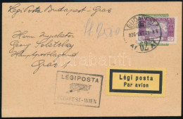 1926 Okt. 21. K.u.k. Feldpost Díjjegyes Levelezőlap Díjjegyére Ragasztott Ikarusz 5.000K Bélyeggel Légipostával Grazba,  - Other & Unclassified