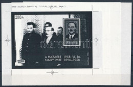 ** 1996/5-6+ajándék Nagy Imre 1956 Fekete-fehér Cromalin Emlékívpár Eredeti Próbanyomata Vékony Papíron, RR! - Other & Unclassified