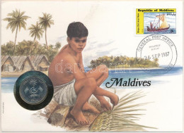 Maldív-szigetek 1982. 1R Acél Felbélyegzett Borítékban, Bélyegzéssel, Német Nyelvű Leírással T:UNC Maldives 1982. 1 Rufi - Unclassified