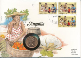 Nagy-Britannia 1981. 25p Bronz "II. Erzsébet", Felbélyegzett "Anguilla" Borítékban, Bélyegzéssel T:UNC Anguilla 1981. 25 - Unclassified
