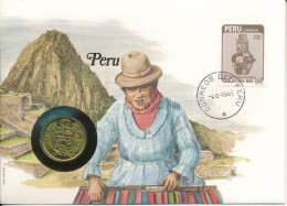 Peru 1982. 50I Cu-Ni Felbélyegzett Borítékban, Bélyegzéssel, Német Nyelvű Leírással T:UNC,AU  Peru 1982. 50 Intis Cu-Ni  - Unclassified