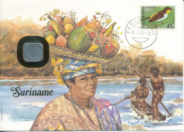 Suriname 1980. 5c Al Felbélyegzett Borítékban, Bélyegzéssel, Német Nyelvű Leírással T:UNC  Suriname 1980. 5 Cents Al In  - Unclassified