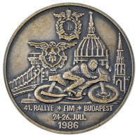 1986. "41. Rallye FIM Budapest 1986. 07.24-26." Egyoldalas Ezüstpatinázott Bronz Motorsport Emlékérem (70mm) T:1- Enyhén - Unclassified