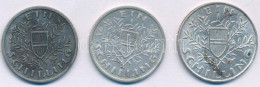 Ausztria 1924. 1Sch Ag + 1925. 1Sch Ag + 1926. 1Sch Ag T:XF,VF Patina  Austria 1924. 1 Schilling Ag + 1925. 1 Schilling  - Unclassified