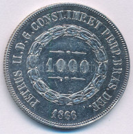 Brazília 1866. 1000R Ag T:XF Apró Ph.  Brazil 1866. 1000 Reis Ag C:XF Tiny Edge Error  Krause KM#465 - Unclassified