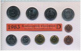 NSZK 1983D 1pf-5M (10xklf) Forgalmi Sor Fólia Tokban T:UNC  GFR 1983D 1 Pfennig - 5 Mark (10xdiff) Coin Set In Foil Pack - Unclassified