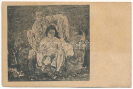 T4 1922 Egon Schiele - Kauerndes Menschenpaar (Die Familie) 1918. (Ölgemalde). Verlag Der Buchhandlung Richard Lány, Wie - Unclassified