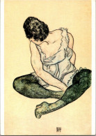Nu - Illustrateur EGON SCHIELE   N°6705 Femme Assise Aux Bas Verts - Schiele