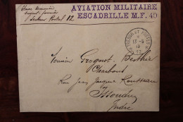 1915 Aviation Militaire Escadrille MF 40 SP 12 FM Franchise Militaire Cover WW1 WK1 Pilote Aviateur - WW I