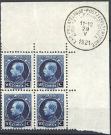 [** SUP] N° 187, 50c Bleu Foncé En Bloc De 4 Cdf Cachet De L'exposition - 1921-1925 Small Montenez