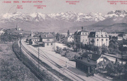 Stäfa ZH, Bahnhof Und Post, Chemin De Fer (4.8.1909) - Stäfa