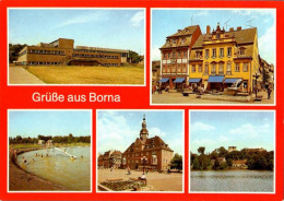Delcampe - H6994 - TOP Borna Schwimmhalle Rathaus Freibad - Verlag Bild Und Heimat Reichenbach - Borna