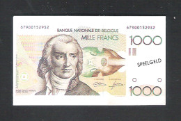 BANKBILJET 1000 F - SPEELGELD  - 7,5 Cm X 4,5 Cm  (BB 35) - [ 8] Fakes & Specimens