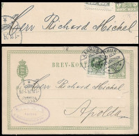 1908 DÄNEMARK DENMARK UPRATED 5ö PSC SENT TO RICHARD MICHEL, APOLDA STAMP DEALER MAIL MICHEL KATALOG / CATALOGUE - Briefe U. Dokumente