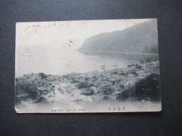 Delcampe - Asien Japan Bird Seye View Of Atami AK 1908 Nach England Gesendet Handschriftlich "via Sibiria" - Covers & Documents