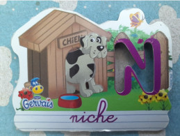 Magnet Aimant De Frigo GERVAIS ALPHABET POCHOIR N DE NICHE - Letters & Digits