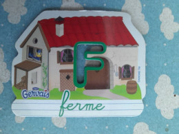 Magnet Aimant De Frigo GERVAIS ALPHABET POCHOIR F DE FERME - Letters & Digits