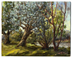 SOUS BOIS  PEINTURE A L HUILE DE J PALASSIN  SUR ISOREL   -  PEINTRE AGENAIS AGEN - Oils