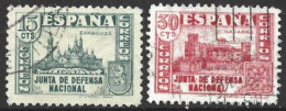 Spain 1936. Scott #627 & 629 (U) Cathedral Del Pilar, Zaragoza And Xavier Castle, Navarre - Gebraucht