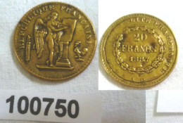 Alte 20 Francs Münze Frankreich 1887 Fälschung Scherzmünze Probe ? - Specimen