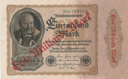 Allemagne République De Weimar Billet Bancaire  De 1 Milliard De Marks  De 1922  état  Non Circulé (uncirculated) - 1 Milliarde Mark
