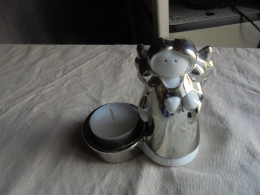 Porte Bougie En Céramique "Petit Ange Argenté" - Engelen