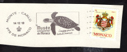 MONACO - ANNULLO A TARGHETTA " MUSEE OCEANOGRAPHIQUE" "MONTE-CARLO**14.12.18*/ PTE DE MONACO" SU FRAMMENTO - Lettres & Documents
