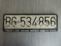Serbie Ex-Yougoslavie BG Belgrade Beograd - Plaque D'immatriculation - License Plate - Plaque Minéralogique. - Number Plates