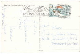 ANNULLO TARGHETTA OLIMPIADI INVERNALI 1956 SCI FONDO 50Km CARTOLINA FUNIVIA CORTINA-FALORIA - Winter 1956: Cortina D'Ampezzo
