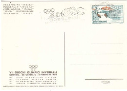 ANNULLO TARGHETTA OLIMPIADI INVERNALI 1956 BOBSLEIGH CARTOLINA CORTINA TRAMPOLINO OLIMPICO ITALIA - Winter 1956: Cortina D'Ampezzo