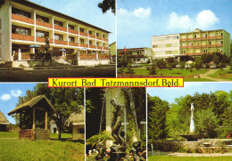 BAD TATZMANNSDORF, OBERWART, BURGENLAND , MULTIPLE VIEWS, ARCHITECTURE, TERRACE, UMBRELLA, FOUNTAIN, AUSTRIA, POSTCARD - Oberwart