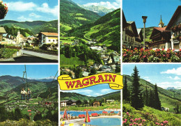 WAGRAIN, SALZBURG , MULTIPLE VIEWS, ARCHITECTURE, SKI LIFT, RESORT, UMBRELLA, POOL, TOWER, AUSTRIA, POSTCARD - Wagrain