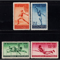 AT0313 Yugoslavia 1938 Balkan Games Shot Put Steeplechase, Etc 4V MLH - Jumping