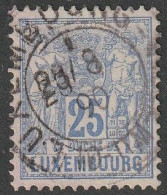 Luxemburg: 1892/89, Mi. Nr. 52 D, Freimarke:  25 C. Allegorische Zeichnung.  Gestpl./used - 1882 Allégorie