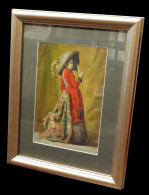 [Huile Sur Toile]. Elégante à L'éventail. Circa 1900. - Oils
